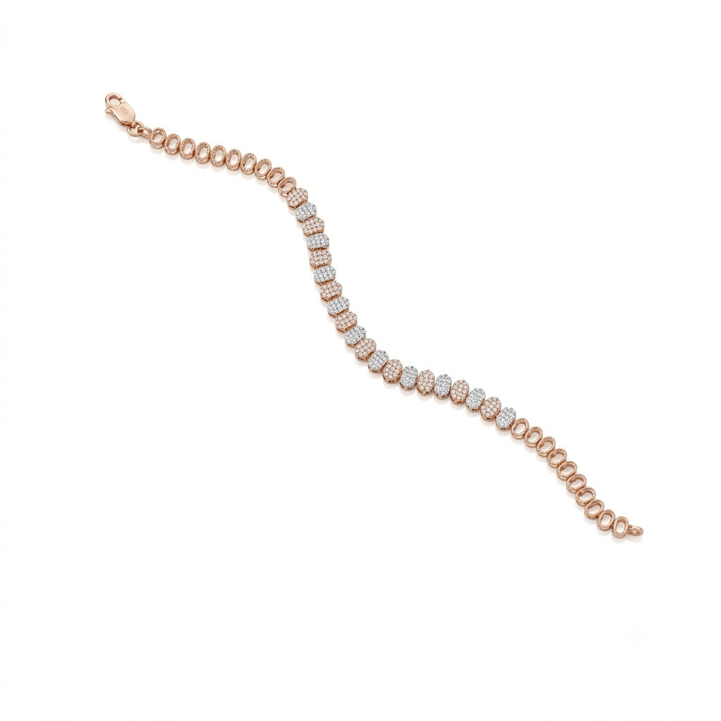 Rose Gold Adjustable Bracelet with American Diamonds