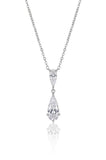 American Diamond Double Pear Drop Silver Chain Pendant
