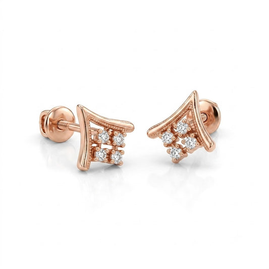 Luxurious Gold Floral Earrings with Lab-Grown Diamonds