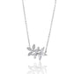Sterling Silver Marquise Cut Cubic Zirconia Dual Floral Pendant Necklace
