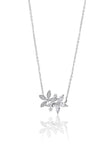 Sterling Silver Marquise Cut Cubic Zirconia Dual Floral Pendant Necklace
