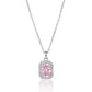 Radiant Cut Pink Diamond Halo Silver Chain Pendant