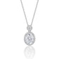 Silver Oval Halo American Diamond Pendant with Chain