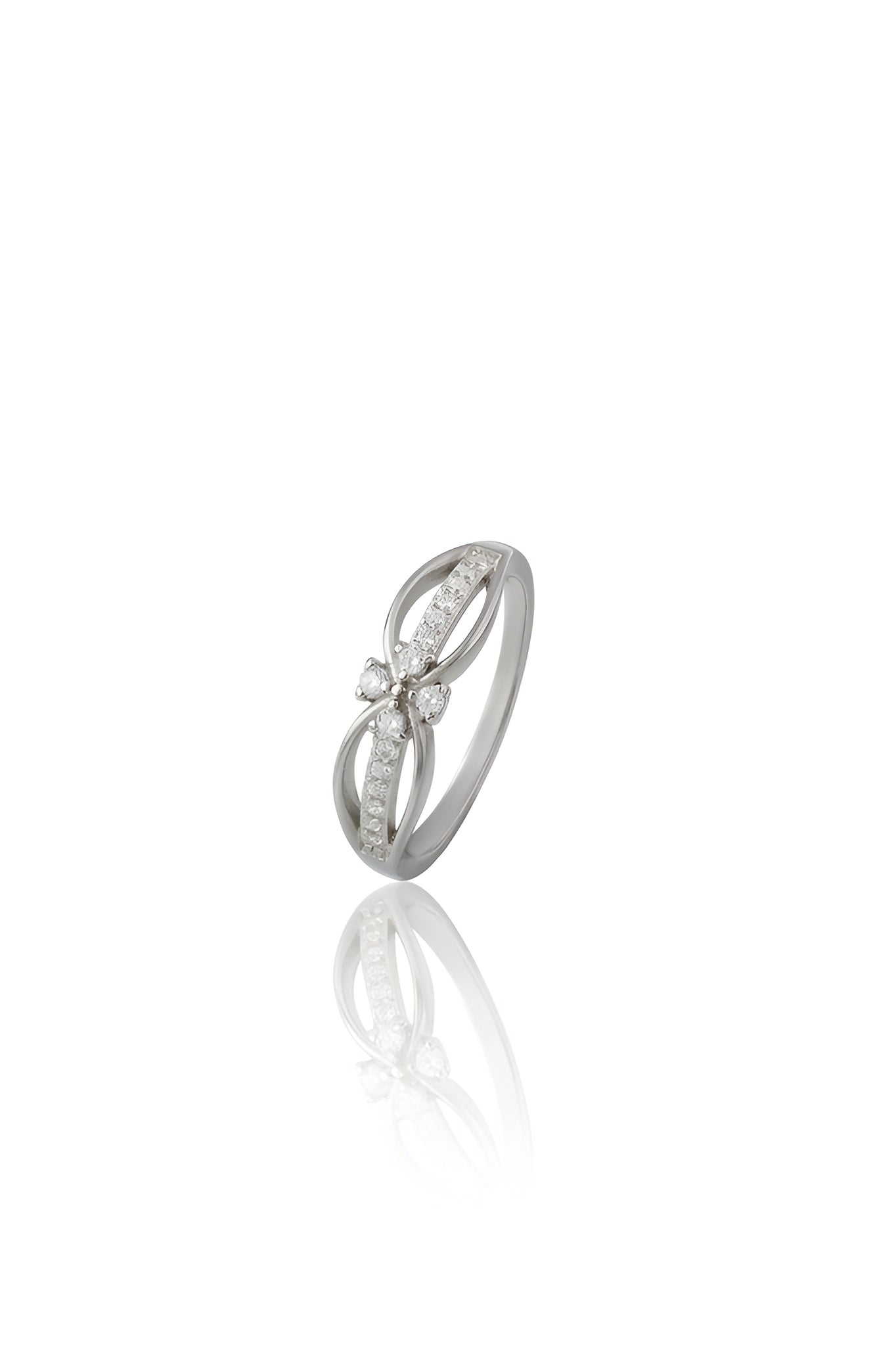 925 Sterling Silver American Diamond Ring for Women - Elegant Knot Stackable Band