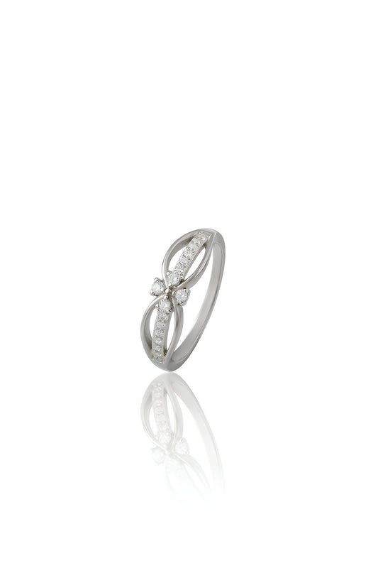 925 Sterling Silver American Diamond Ring for Women - Elegant Knot Stackable Band