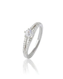925 Sterling Silver Split Shank Solitaire Ring Hallmark American Diamond
