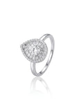 925 Sterling Silver Pear Shape American Diamond Ring for Women Bridal Jewelry Gift