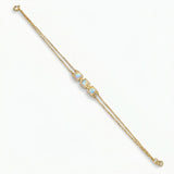 Stylish Gold Bracelet with Square Crystal Stones – Minimalist Double Chain Design