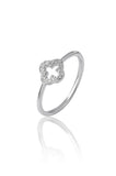 925 Sterling Silver Ring for Women American Diamond Clover Flower Band Gift Boxed