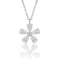 925 Sterling Silver Flower Pendant Necklace American Diamond CZ Womens Chain Gift