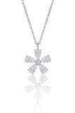 925 Sterling Silver Flower Pendant Necklace American Diamond CZ Womens Chain Gift