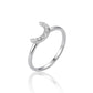 925 Sterling Silver Crescent Moon Ring Women’s American Diamond