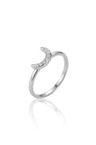925 Sterling Silver Crescent Moon Ring Women’s American Diamond
