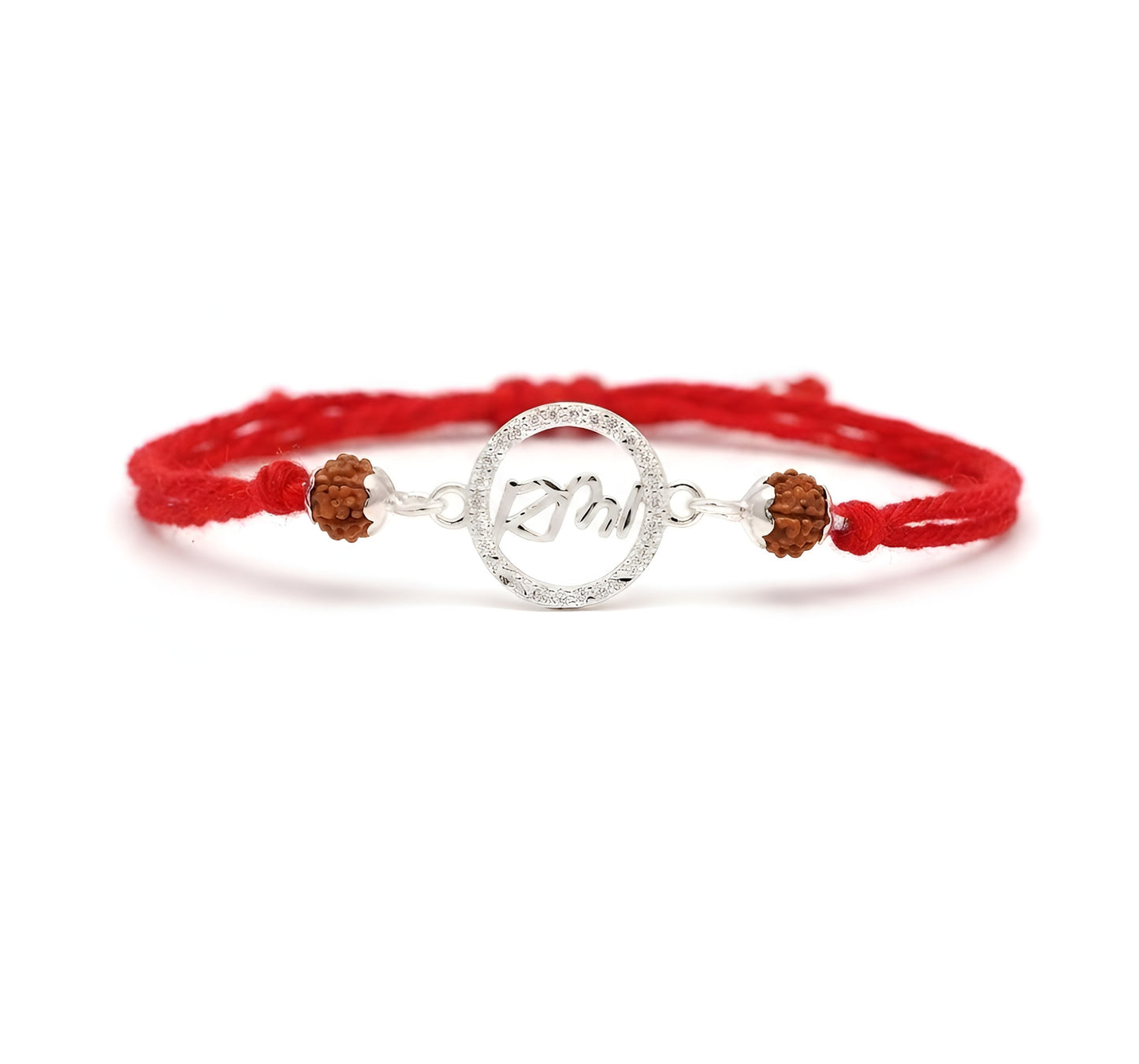 Premium Silver Rakhi with Rudraksha - Elegant Brother’s Gift