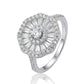 925 Sterling Silver Halo Ring for Women American Diamond Art Deco Wedding Band