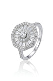 925 Sterling Silver Halo Ring for Women American Diamond Art Deco Wedding Band