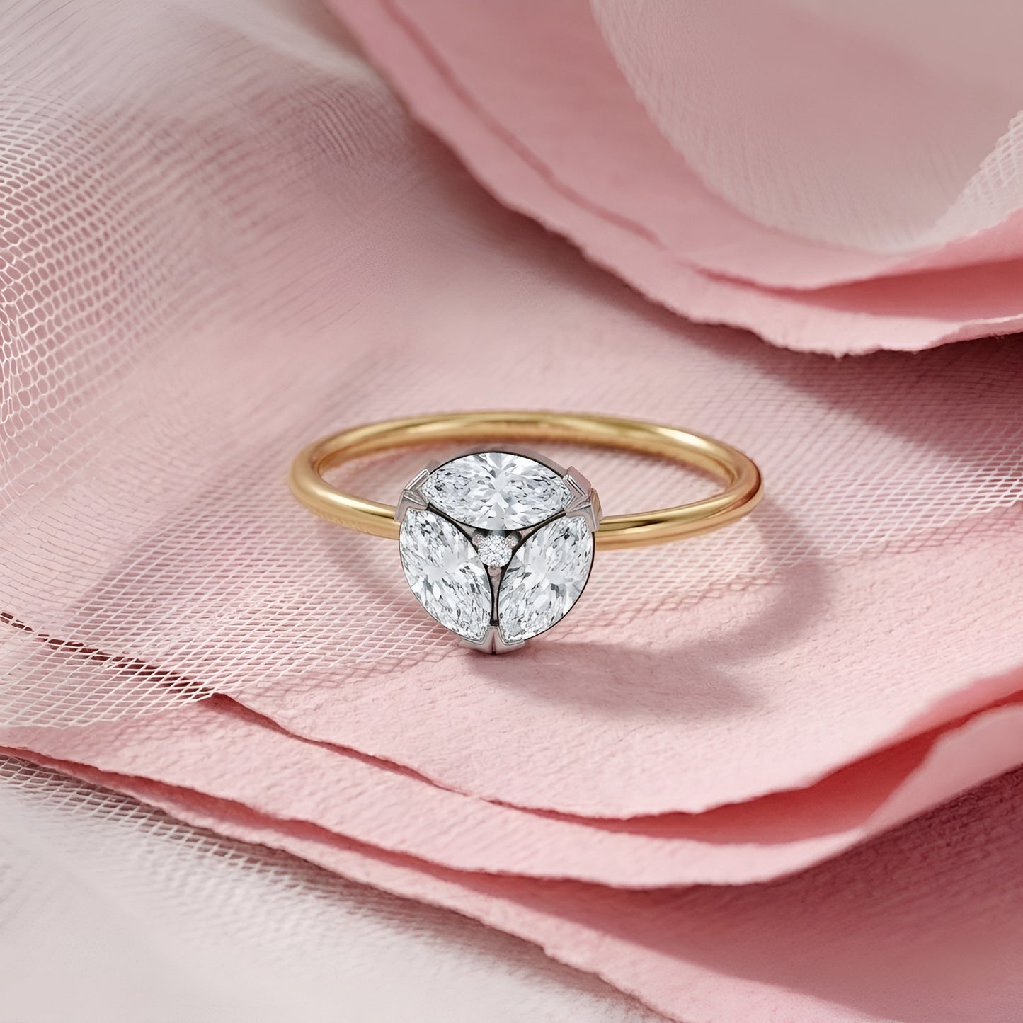9K Solid Gold Marquise Cut Moissanite Diamond Ring Women Engagement Promise Ring Fine Jewelry Gift