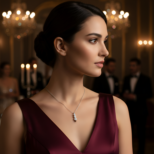 92.5 Sterling Silver Chain Necklace with Moissanite Diamond