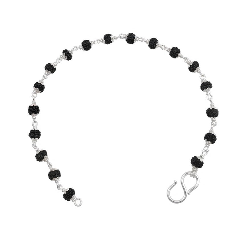 Silver Rudraksha Bracelet for Men & Boys | Traditional Silver Rakhi Bracelet & Spiritual Wristwear