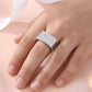 Men's Moissanite Diamond Ring 925 Sterling Silver Rectangular Signet Band