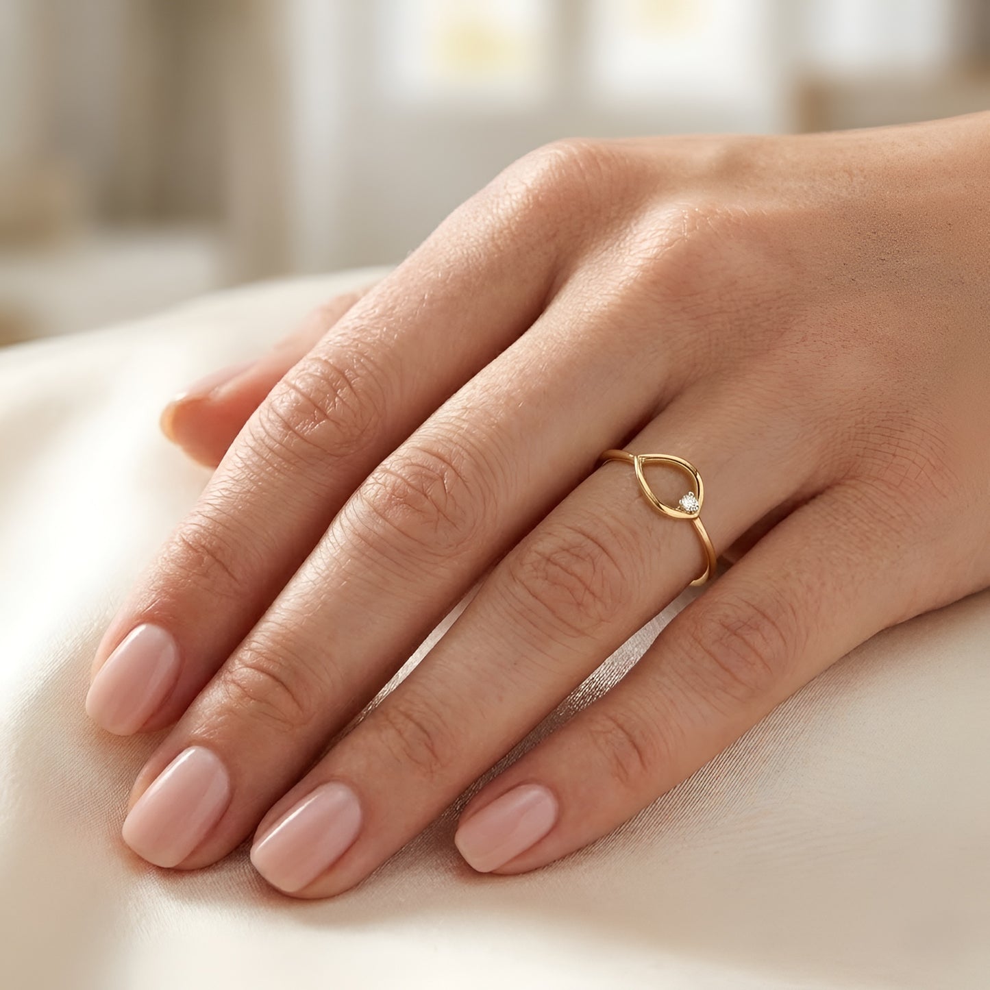 18KT Yellow Gold Moissanite Designer Ring - BIS Hallmarked Nakrani Gold