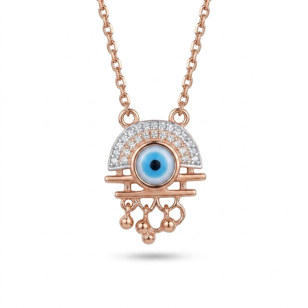 Nakrani Gold Elegant Rose Gold Necklace with American Diamonds