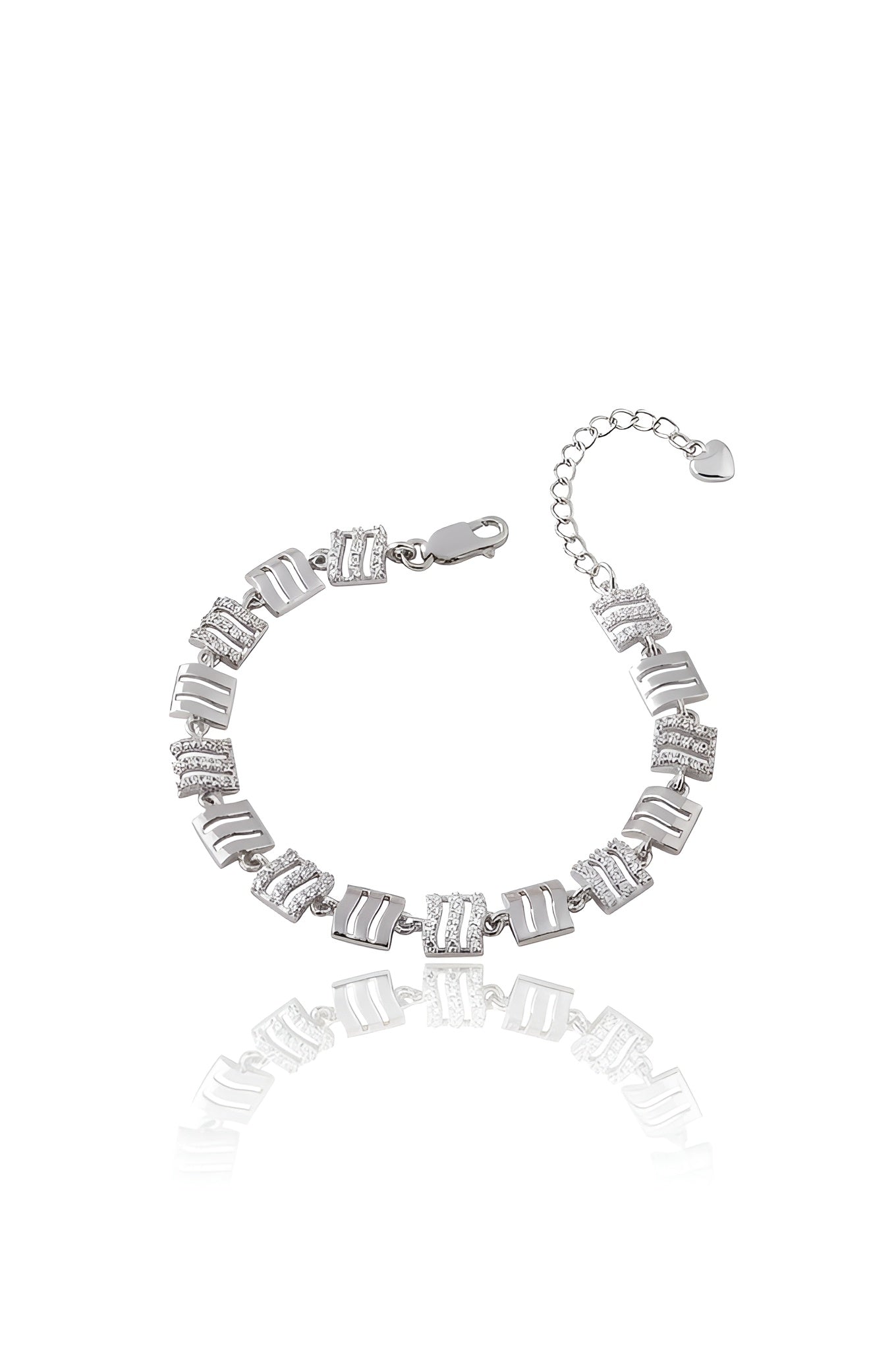 925 Sterling Silver Bracelet for Women American Diamond Adjustable Link Jewelry