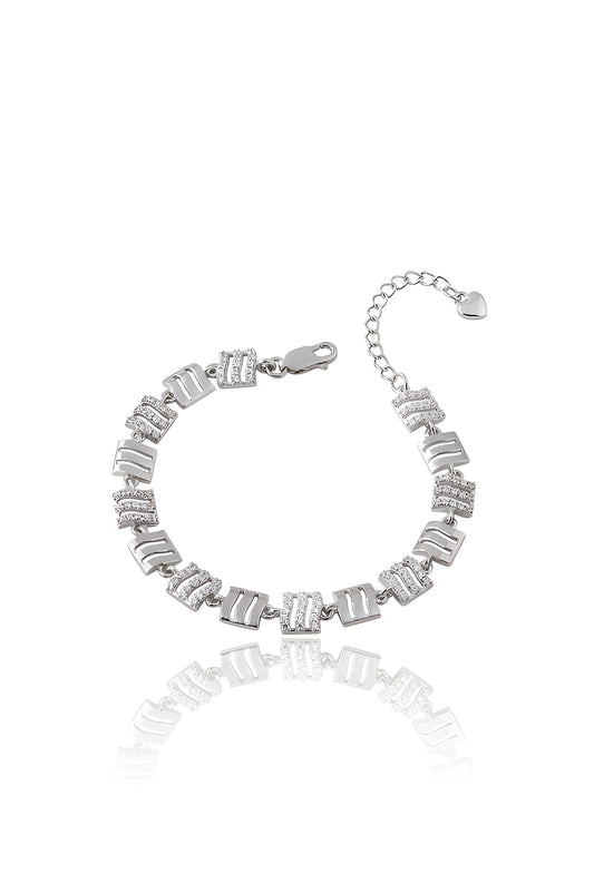 925 Sterling Silver Bracelet for Women American Diamond Adjustable Link Jewelry