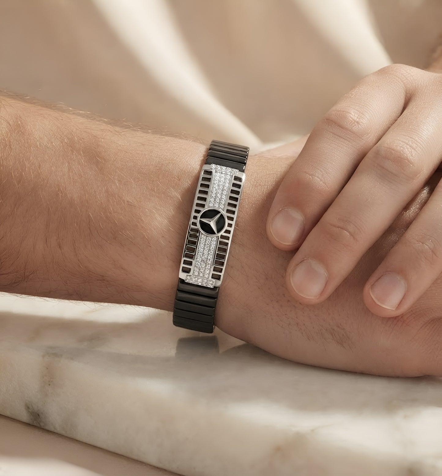 925 Sterling Silver Luxury Men's Designer Spring Band Bracelet