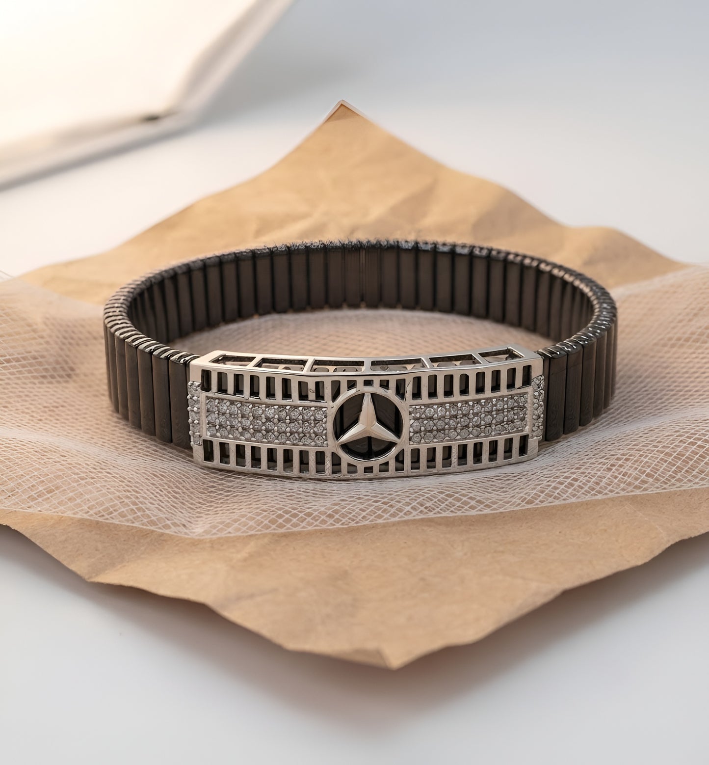 925 Sterling Silver Luxury Men's Designer Spring Band Bracelet