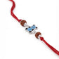 Adorable Bear Cub Silver Rakhi with Rudraksha Beads for Kids