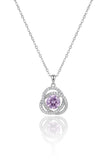 Silver Pink Stone Chain Pendant American Diamond Gift for Her