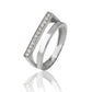 925 Sterling Silver Geometric Ring for Women American Diamond Double Band Jewelry