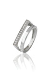 925 Sterling Silver Geometric Ring for Women American Diamond Double Band Jewelry
