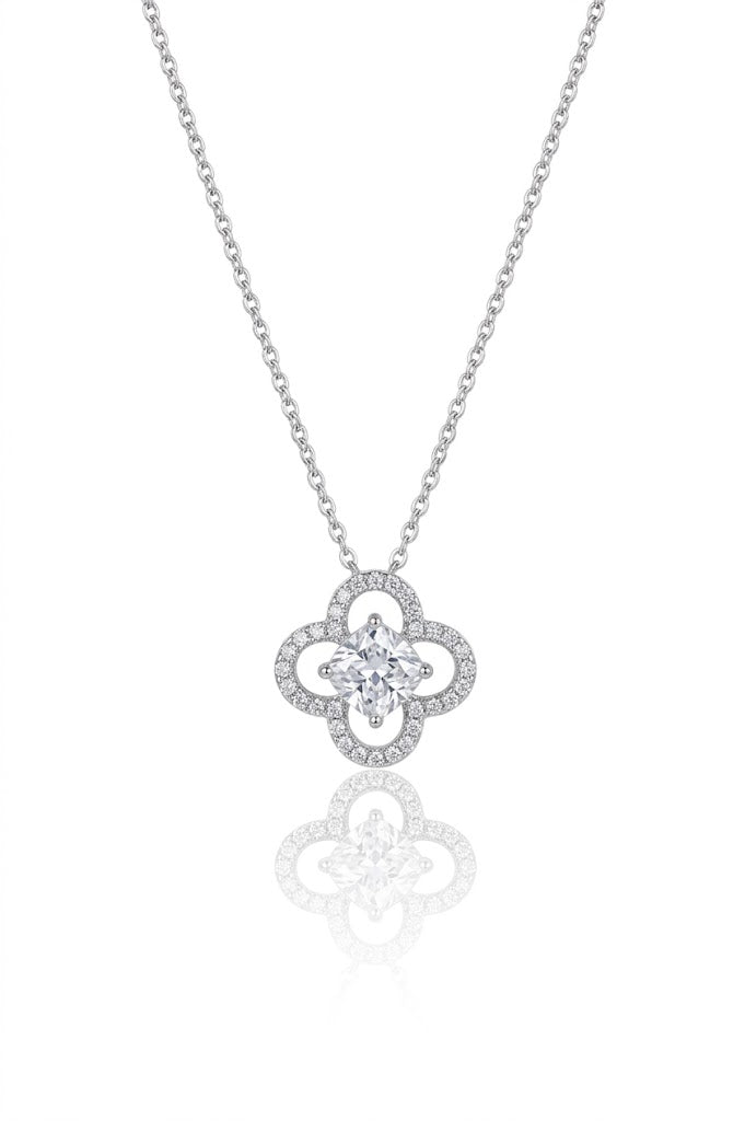 Silver Clover Pendant Necklace Women American Diamond Chain Gift | Van Cleef chain