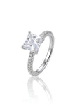 925 Sterling Silver Princess Cut American Diamond Ring - Women's Fine Jewelry