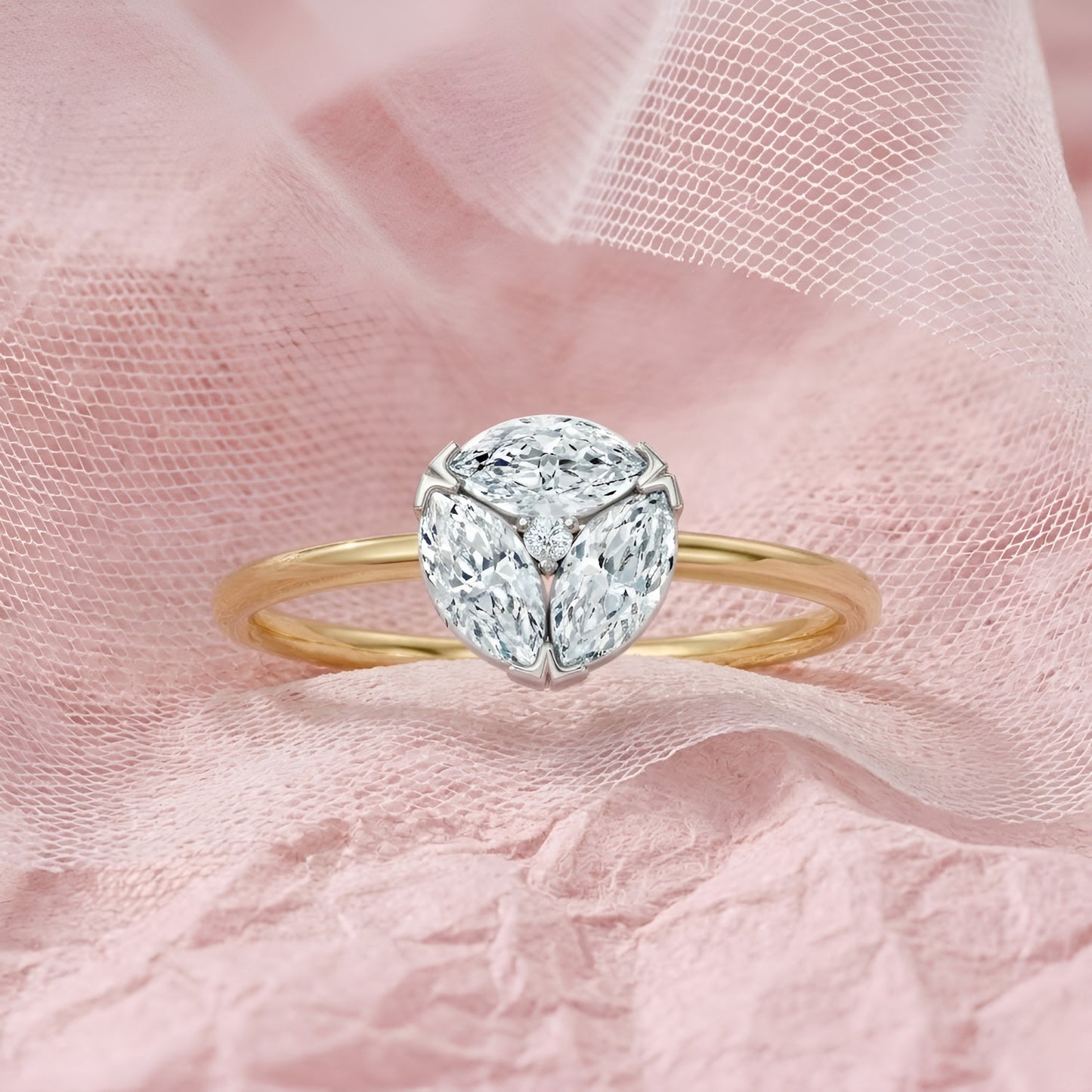 9K Solid Gold Marquise Cut Moissanite Diamond Ring Women Engagement Promise Ring Fine Jewelry Gift