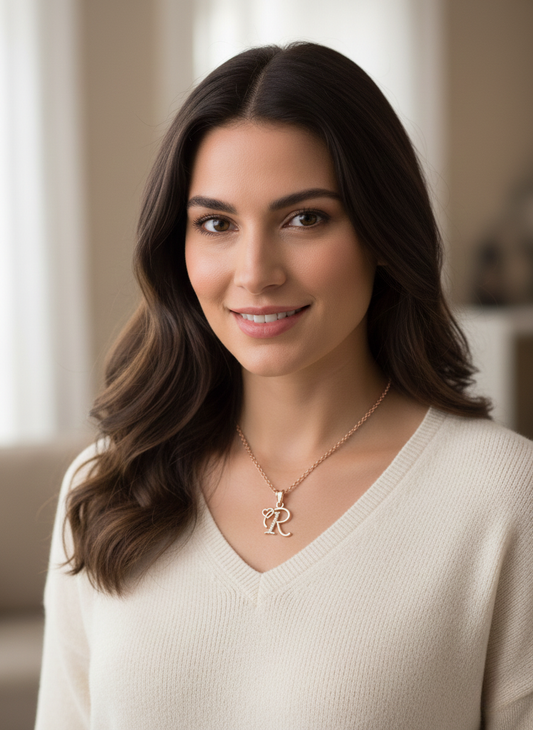 R Initial Alphabet Diamond Pendant - Diamond Jewellery