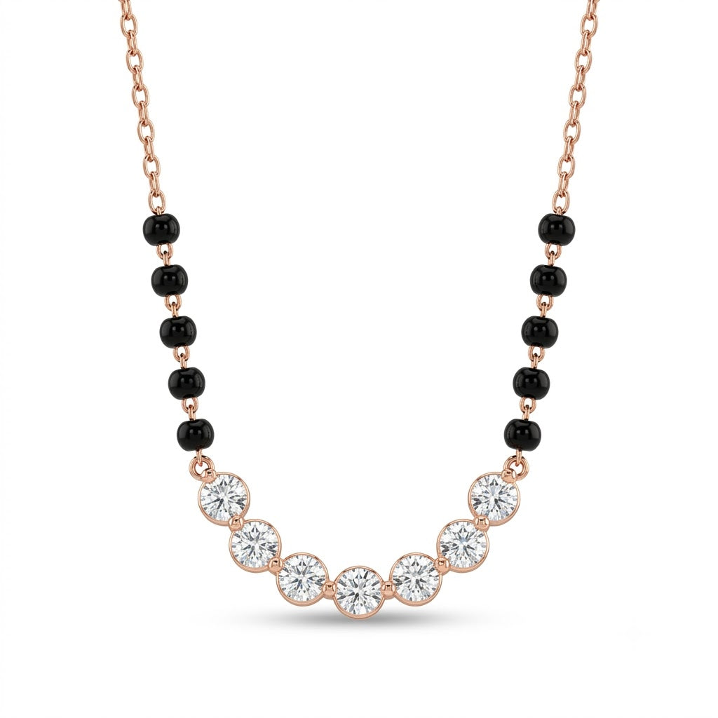 Elegant Rose Gold Mangalsutra Necklace with American Diamond
