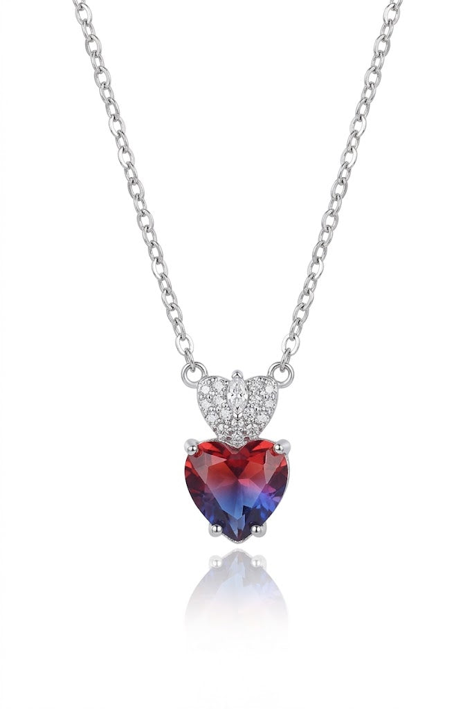 Elegant 925 Sterling Silver Gradient Heart Pendant Necklace for Women