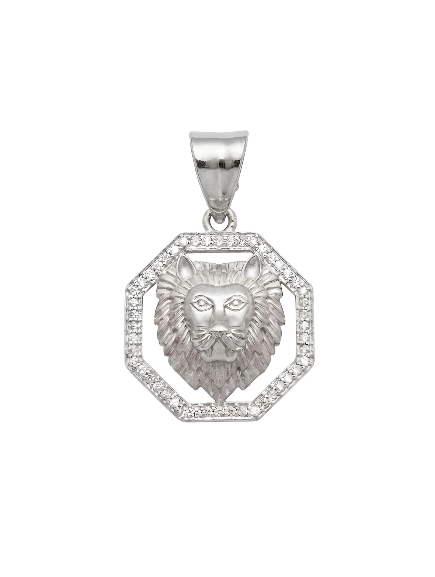 Mens 14K Gold Two Tone Lion Head Pendant