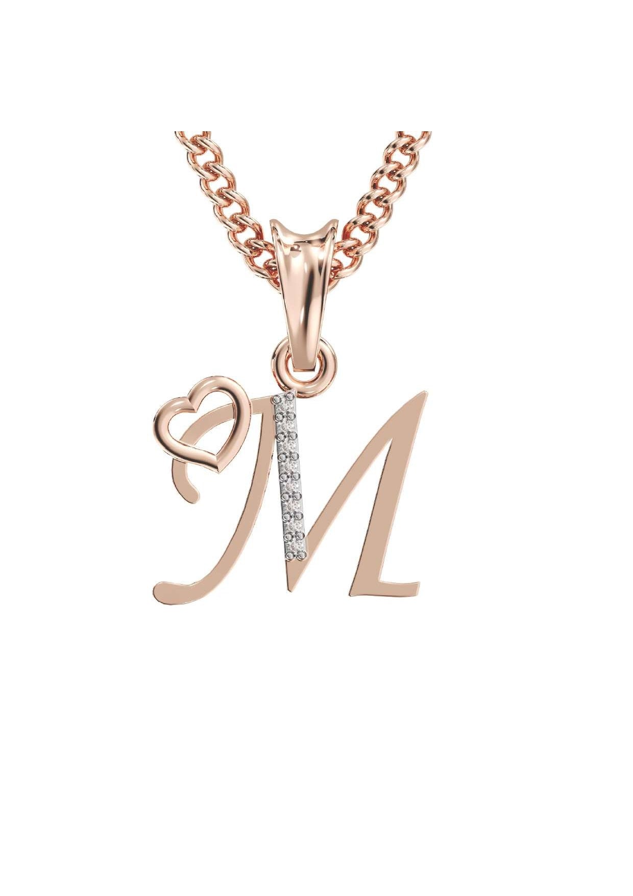 M Initial Alphabet Diamond Pendant - Diamond Jewellery
