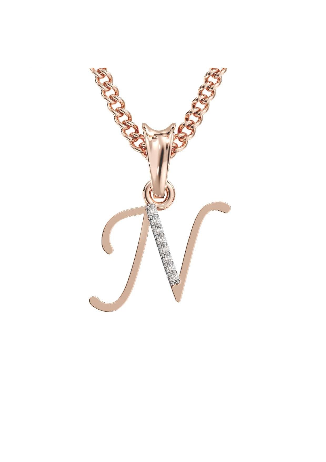 N Initial Alphabet Diamond Pendant - Diamond Jewellery