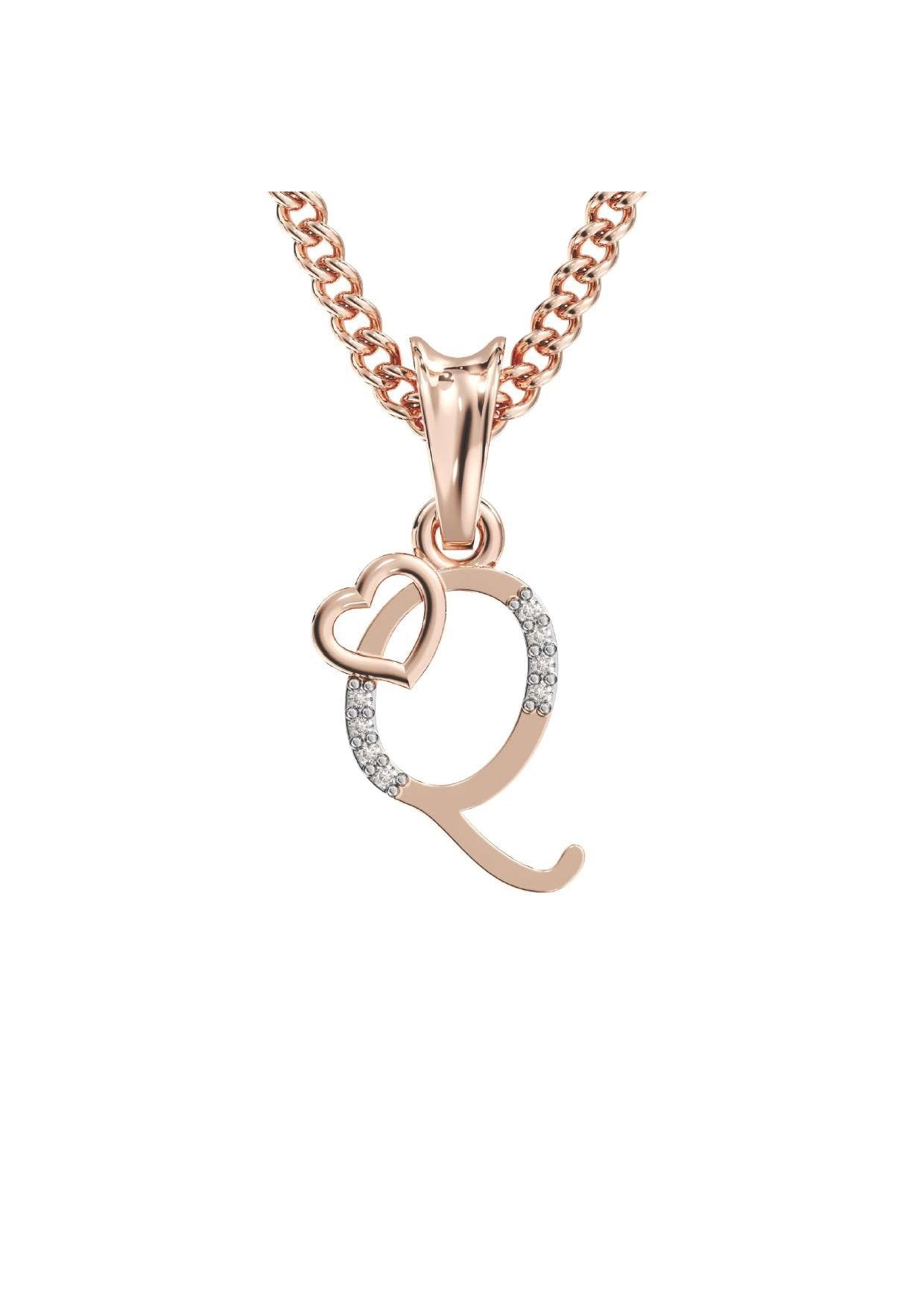 Q Initial Alphabet Diamond Pendant - Diamond Jewellery