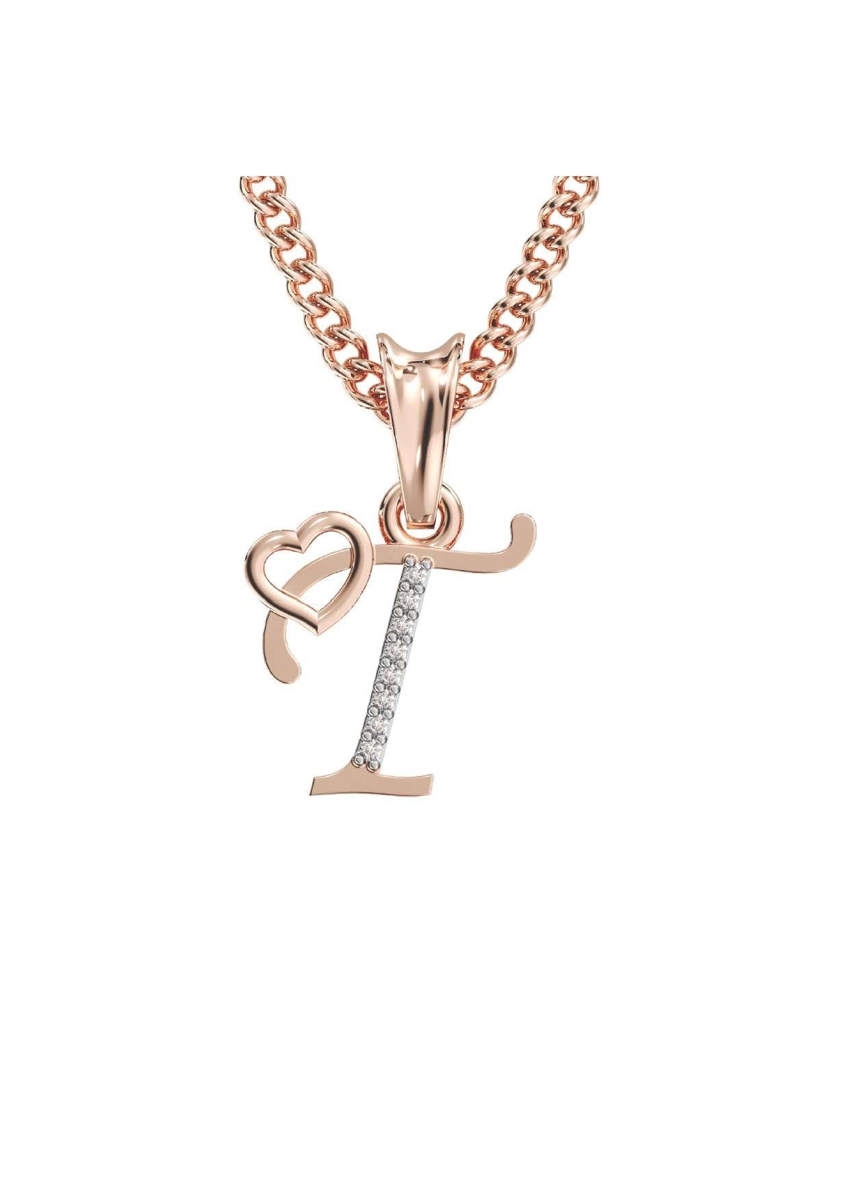 T Initial Alphabet Diamond Pendant - Diamond Jewellery