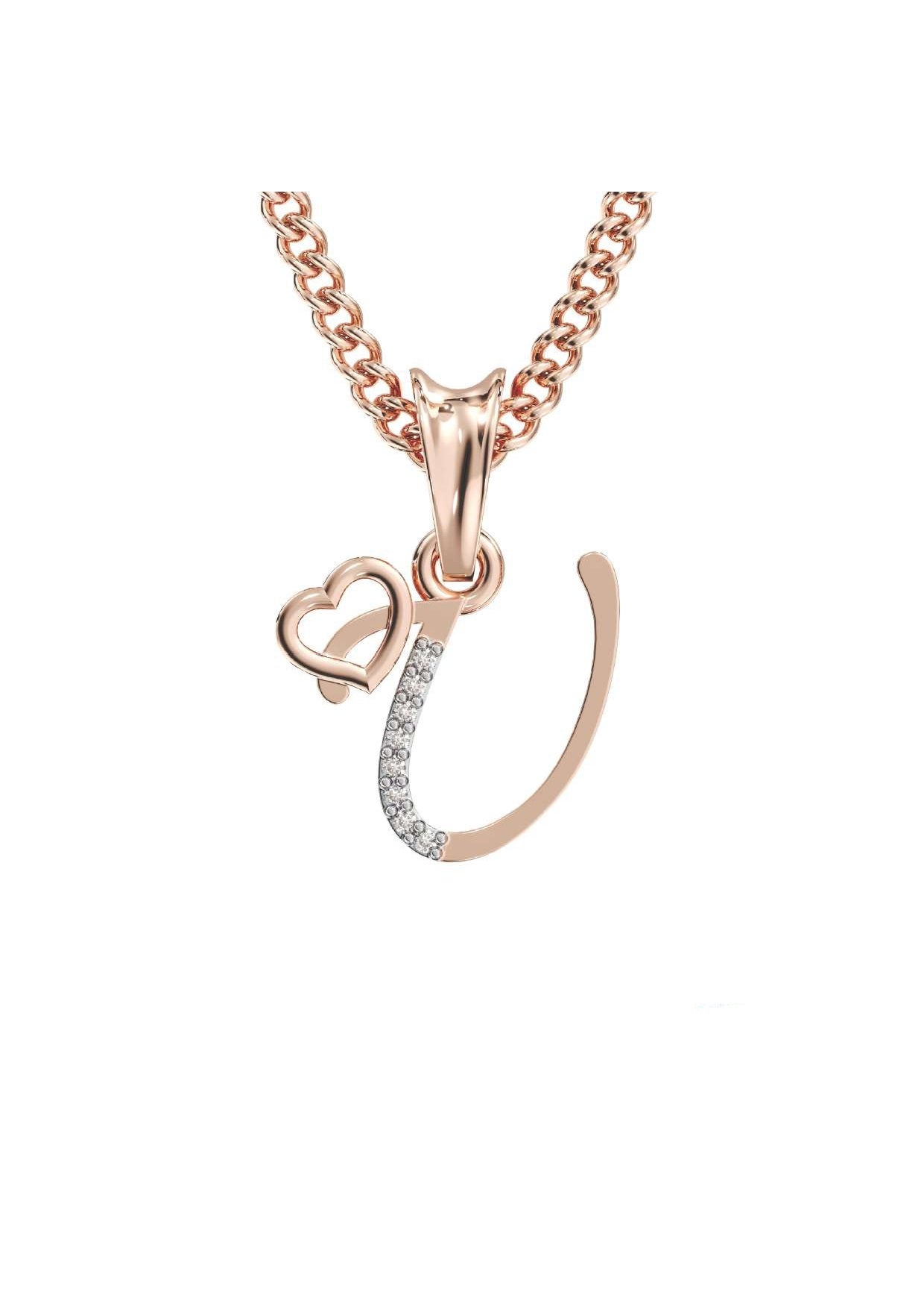 U Initial Alphabet Diamond Pendant - Diamond Jewellery