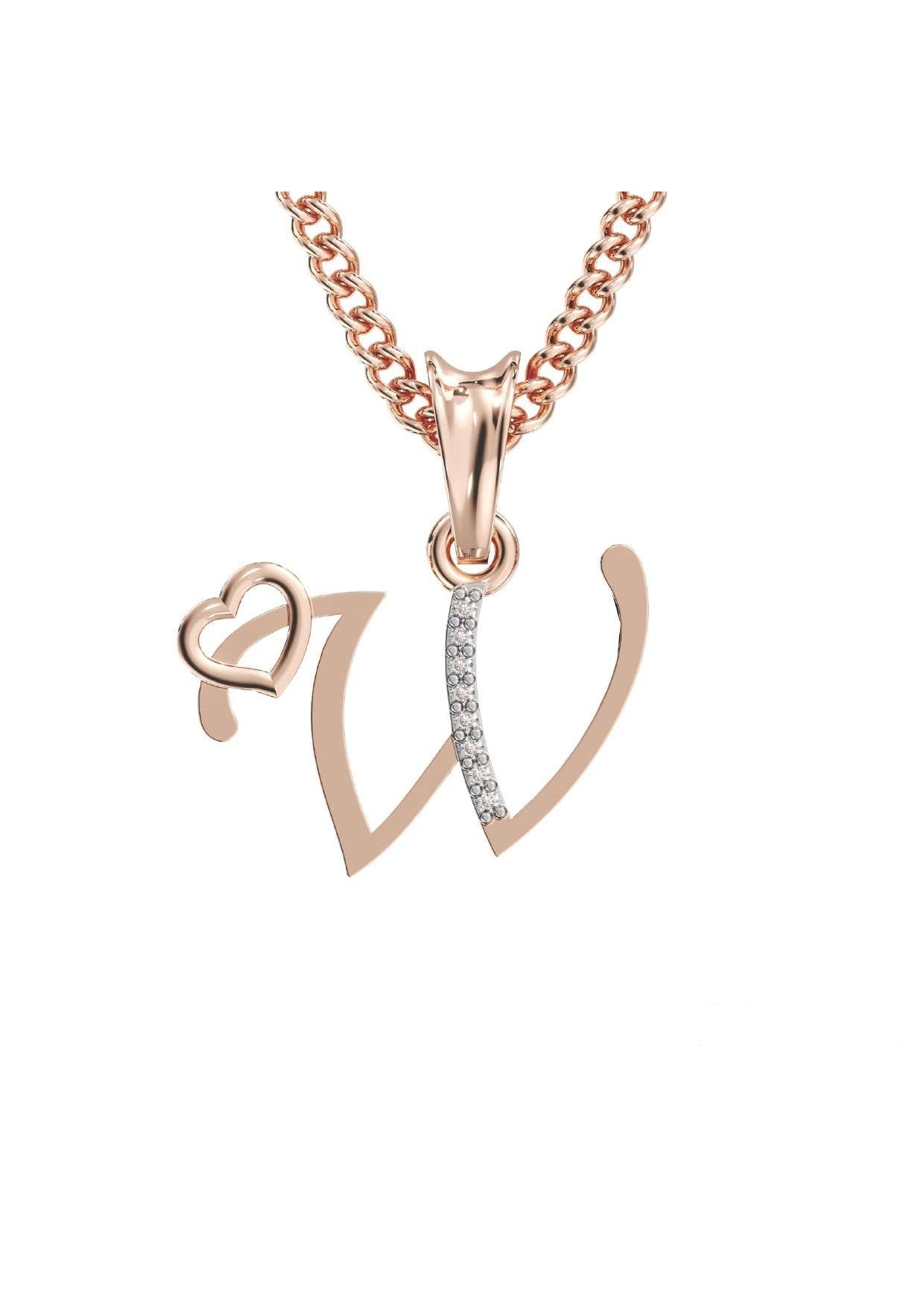 W Initial Alphabet Diamond Pendant - Diamond Jewellery
