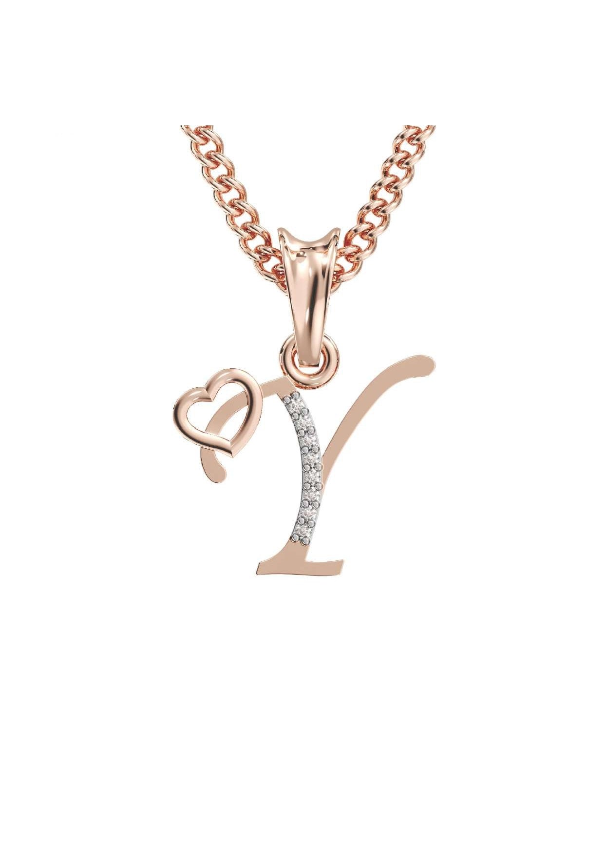Y Initial Alphabet Diamond Pendant - Diamond Jewellery