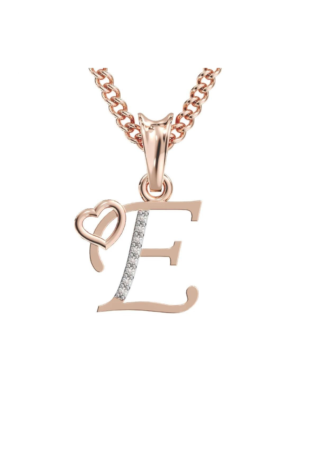 E Initial Alphabet Diamond Pendant - Diamond Jewellery