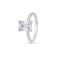 925 Sterling Silver Emerald Cut American Diamond Solitaire Ring Women